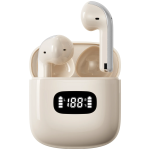 Carlton Wireless Earbuds, Bluetooth V6.0, 12Hrs Playtime, Dual-Mic Clear Calls - Beige