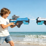 GN100-Dual Head Water Gun with 2× Spray Heads, 800mL Water Tank, 10m Shooting Range, LED Firing Effects - Blue - تصویر 2