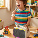 Pico Kids Karaoke Speaker, 6Hrs Playtime, Bluetooth V5.3 - Beige - تصویر 3