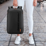 Laptop Backpack PDX533 - Water-Resistant PU, USB-C Port, Black/Orange - تصویر 8