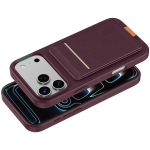 Leather Regal Case for iPhone 18 Pro Max - Card Holder, Burgundy - تصویر 5