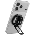 Mag Ring Stand 2-in-1 Phone Holder, N52 Strong Magnets, 180° Double Fold Kickstand, Zinc Alloy - Black