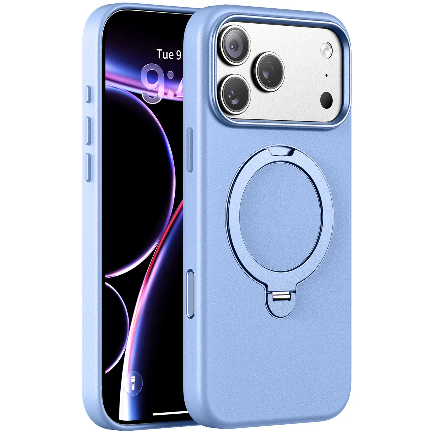 Kenton MagSafe Leather Case with Ring Kickstand for iPhone 18 Pro/17 Pro - Glacier Kenton MagSafe Leather Case with Ring Kickstand for iPhone 18 Pro/17 Pro - Glacier - تصویر 1