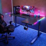 Gaming Desk PDX122BK - L-Shaped, RGB Lights, Black - تصویر 3