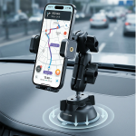 Car Phone Holder GX-101 - Suction Mount 360°, Black - تصویر 3