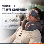 Travel Neck Pillow & 3D Eye Mask - Grey - تصویر 4