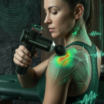 TRAINER T4 Handheld Massage Gun 80W 12 Speeds 8mm Amplitude 8 Heads USB-C - Black - تصویر 2