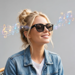 Denver AI Smart Glasses with Transparent Lens, 5H Runtime, 1200P HD Video, Voice Assistant, Real-Time Translation - Black - تصویر 3