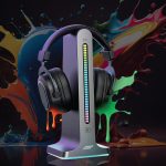 Headphone Stand PDX528 - RGB Sound Activated, Dual USB 2.0, Black - تصویر 3
