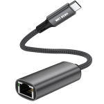 Link Hub USB-C to Ethernet Adapter 1000Mbps Aluminum Alloy Braided Cable Plug & Play - Grey