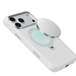 Silicone Stand Case for iPhone 18 Pro Max, 360° Rotating Stand - White - تصویر 7