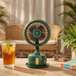 1950 Vintage Desktop Fan, 3600mAh Battery - Green - تصویر 3
