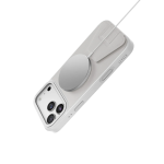 ARCEN MagSafe Leather Kickstand Case for iPhone 18 Pro Max, Ultra Strong 3D RING, Built-in Stand - Silver - تصویر 4