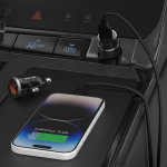 Zinc Alloy Transparent Car Charger (30W PD + 22.5W QC) with 1m USB-C to Lightning Cable - Black - تصویر 2