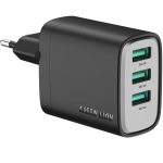 Wall Charger Supra GN3USB24EUBK - 24W, 3-Port USB-A, Black Grey