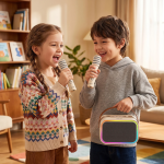 Pico Kids Karaoke Speaker, 6Hrs Playtime, Bluetooth V5.3 - Beige - تصویر 4