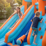 Adventure Park Inflatable Bounce House with Pool, Trampoline, Water Cannon, 60s Inflation, 135kg Load, 4.8x3.5x2.5m - Blue - تصویر 7
