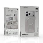 ARCEN MagSafe Leather Kickstand Case for iPhone 18 Pro Max, Ultra Strong 3D RING, Built-in Stand - Silver - تصویر 7