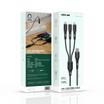 3-in-1 Silicone Cable USB-A to USB-C Micro Lightning 10W Tangle-Free Charge & Sync - Black - تصویر 3