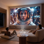 Saturn Smart Portable Projector, 200 ANSI Lumens, Android 14, Auto Keystone & Focus Correction - Beige - تصویر 6