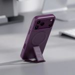 ARCEN MagSafe Leather Kickstand Case for iPhone 18 Pro, Ultra Strong 3D RING, Built-in Stand - Burgundy - تصویر 3
