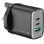 Wall Charger GNS65W2CAUKBK - 65W GaN, 2 USB-C & 1 USB-A, Black
