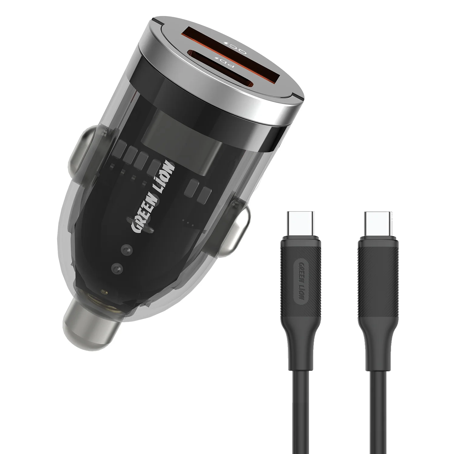 Zinc Alloy Transparent Car Charger (30W PD + 22.5W QC) with 1m USB-C to USB-C Cable - Black Zinc Alloy Transparent Car Charger (30W PD + 22.5W QC) with 1m USB-C to USB-C Cable - Black - تصویر 1