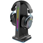 Headphone Stand PDX528 - RGB Sound Activated, Dual USB 2.0, Black - تصویر 2