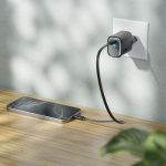 Wall Charger Supra GN33W1C1AEUBK - 33W GaN, USB-A & USB-C, Black Grey - تصویر 2