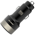 Zinc Alloy Dual PD Car Charger with Blue LED Light, 60W Total Output with 1m USB-C to Lightning Cable - Black - تصویر 4