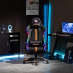 Gaming Chair PDXLK2513BKOG - Ergonomic RGB, Built-In Speakers, Black - تصویر 7