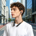 GL-NB16 Wireless Neckband Earbuds - 40H Playtime, Black - تصویر 2