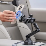 Dual Phone Holder with Cup Mount - Magsafe Compatible, Black - تصویر 4