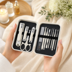 12-in-1 Manicure Set, Premium Stainless Steel, Ideal for Facial | Foot | Hand Care - Cream - تصویر 2