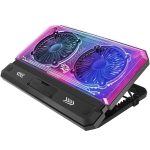 Laptop Cooling Pad PDX121BK - Dual Fans, RGB, Black - تصویر 3