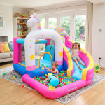 Wonder Land Inflatable Bounce House with Trampoline, Basketball Hoop, Tunnel & Pool, Ages 3-8, 3.7x3.2x2.0m - Pink - تصویر 7