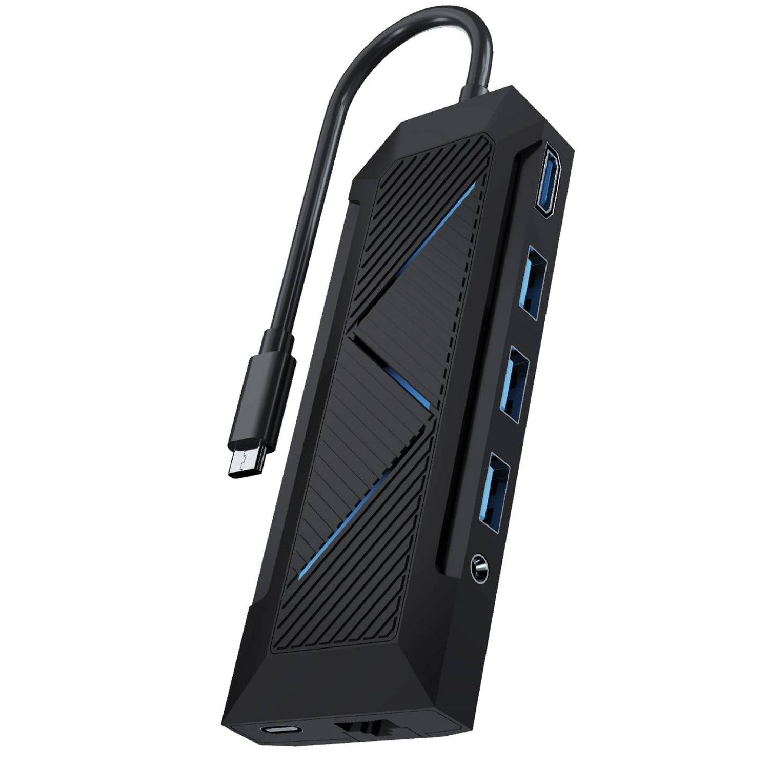 USB-C Hub PDX520-BK - 9-in-1, 100W PD, RGB, Black USB-C Hub PDX520-BK - 9-in-1, 100W PD, RGB, Black - تصویر 1
