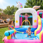 Wonder Land Inflatable Bounce House with Trampoline, Basketball Hoop, Tunnel & Pool, Ages 3-8, 3.7x3.2x2.0m - Pink - تصویر 9