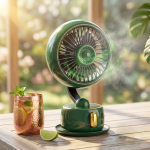 1950 Vintage Desktop Fan, 3600mAh Battery - Green - تصویر 2
