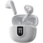 Lancaster Wireless Earbuds, Bluetooth 6.0, 13H Playtime, Touch Control, Dual-Mic Clear Calls, LED Display - White