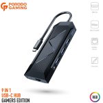 USB-C Hub PDX520-BK - 9-in-1, 100W PD, RGB, Black - تصویر 2