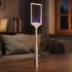 ZAP Insect Killer Racket, 3000V, 2000mAh Rechargeable Battery with Dual-Wave UV Light & 100° Flexible Handle - White - تصویر 3