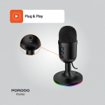 USB Gaming Microphone PDX550 - Omni-Directional, Black - تصویر 5