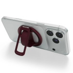 Rennes Rotating Phone Ring Stand with Liquid Silicone Loop & Magnetic Ring - Burgundy - تصویر 4