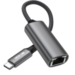 Link Hub USB-C to Ethernet Adapter 1000Mbps Aluminum Alloy Braided Cable Plug & Play - Grey - تصویر 5