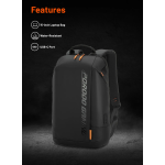 Laptop Backpack PDX533 - Water-Resistant PU, USB-C Port, Black/Orange - تصویر 5