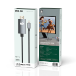 Lightning to HDMI 2M Braided Cable, 1080P@60Hz Screen Mirroring Adapter - Grey - تصویر 3