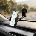 GX-93 Holder with Suction Car Mount, Anti-Shake Solid Arm, Quick Button Release, Anti-Slip Grip - Black - تصویر 2
