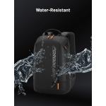 Laptop Backpack PDX533 - Water-Resistant PU, USB-C Port, Black/Orange - تصویر 2