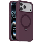 Silicone Stand Case for iPhone 18 Max, 360° Rotating Stand - Burgundy
